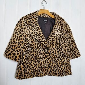 Apt. 9 Leopard Print Women's Crop Faux Fur Jacket Large